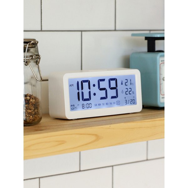 시계 무선 이지라이프 올인원 LCD 디지털 알람 탁상시계, 화이트 OT1645DW
