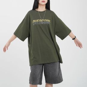 여성 피그먼트 캐쥬얼 여름 커플 오버핏 레터링 캐릭터 박스 롱 반팔 티셔츠 오버컴_P393900538