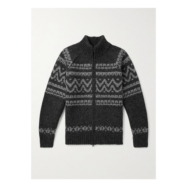 자카드 니트 울 가디건 블랙 46376663162869038