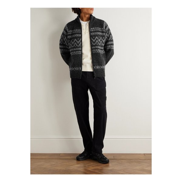 자카드 니트 울 가디건 블랙 46376663162869038
