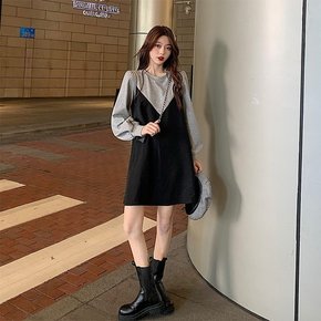 원피스 OPS 홈웨어 라운드넥 배색 D122