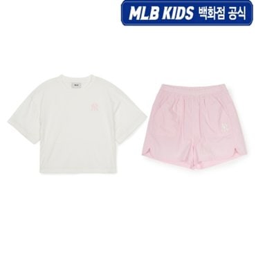MLB키즈 [백화점 공식]25SS   베이직 스포티브 여아 반바지 세트 NY (L.Pink) 7FS1B0553-50PKL