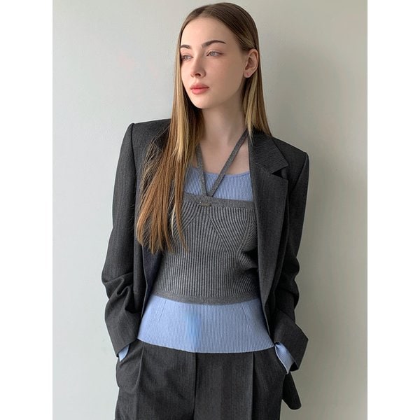 사선 절개 싱글 자켓 VB59JKM191Z