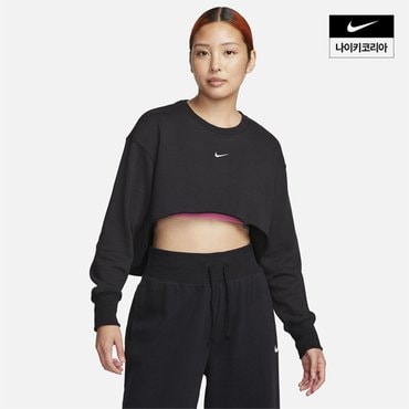 나이키 여성 나이키 스포츠웨어 프렌치 테리 크루넥 크롭 탑 FB8265-010