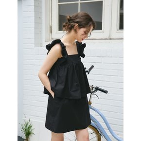 RUFFLE TIERED SLEEVELESS ONEPIECE_BLACK