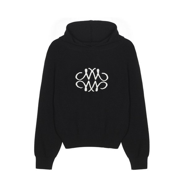 SOFT SYMBOL TEXTURE HOODED KNIT_BLACK