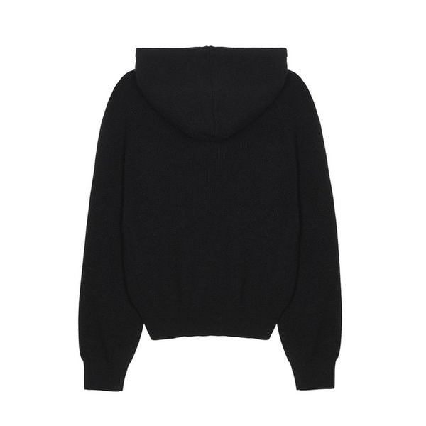 SOFT SYMBOL TEXTURE HOODED KNIT_BLACK