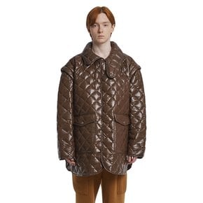 Detachable Sleeves Quilted Jacket_Brown