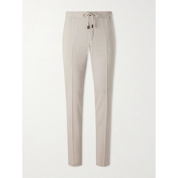 스트레이트 레그 플리츠 울 실크 리넨 블렌드 팬츠 46376663163019225