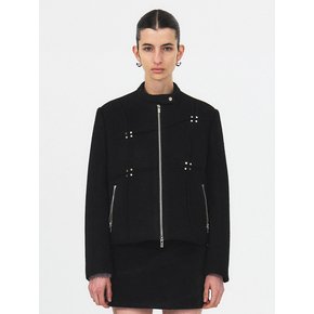 STUD CURVED WEAVING JACKET (BLACK)