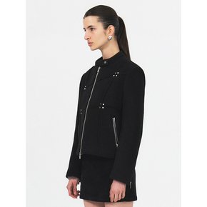 STUD CURVED WEAVING JACKET (BLACK)