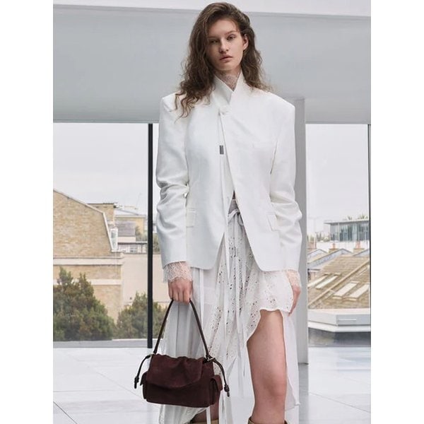 카이 리사이클 스웨이드 러치드 플랩 슬라이드 포켓 탑 핸들백 CK2-20671785-1