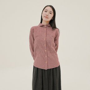 체크 더블코튼 라운드 셔츠 버건디 250816BU