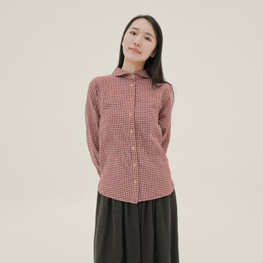 치키타 체크 더블코튼 라운드 셔츠 버건디 250816BU