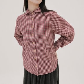 체크 더블코튼 라운드 셔츠 버건디 250816BU