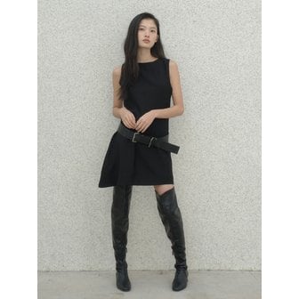 더엔엘 Unbalanced poin Dress - [Black]