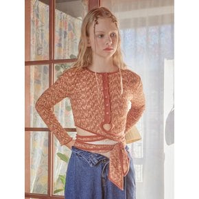 Waist Strap Wrinkle Cardigan (Wine)