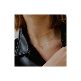 러브미몬스터 [Silver_2 SET] Gold Ball and Tiny Cross Necklace