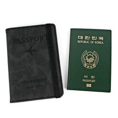 해외여행 가죽 여권케이스 트레블 월렛 기본 진회색
