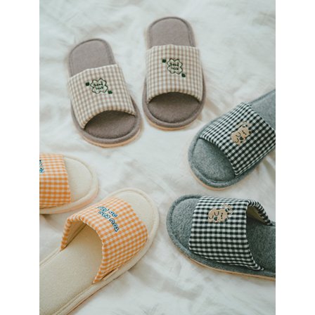 소소모소 체크 타올 자수 거실화 3colors