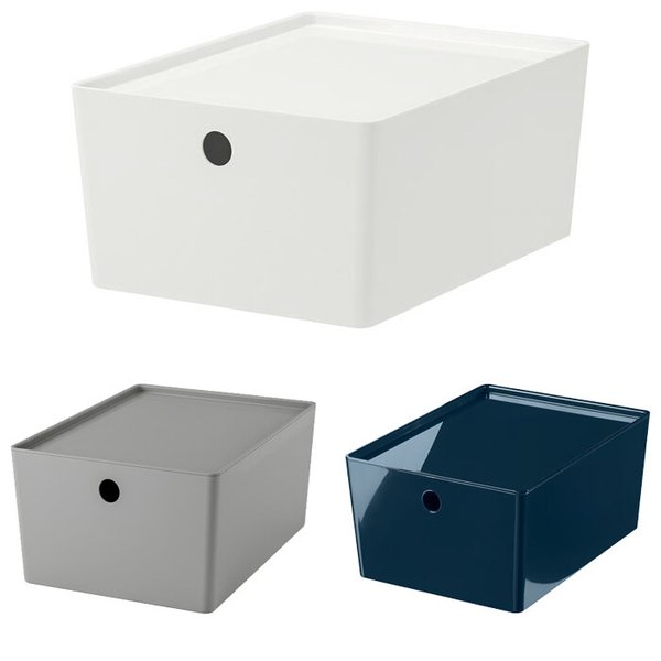 KUGGIS 쿠기스 수납함+뚜껑, 26x35x15cm/수납박스/정리함/리빙/공간박스