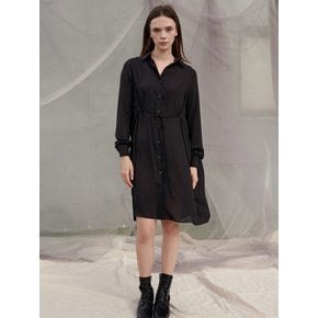 Four Season Back Pleats Chiffon Dress_Black