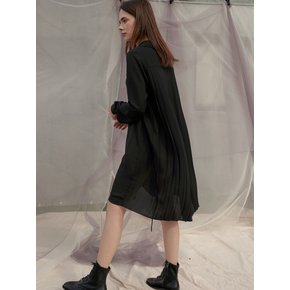 Four Season Back Pleats Chiffon Dress_Black