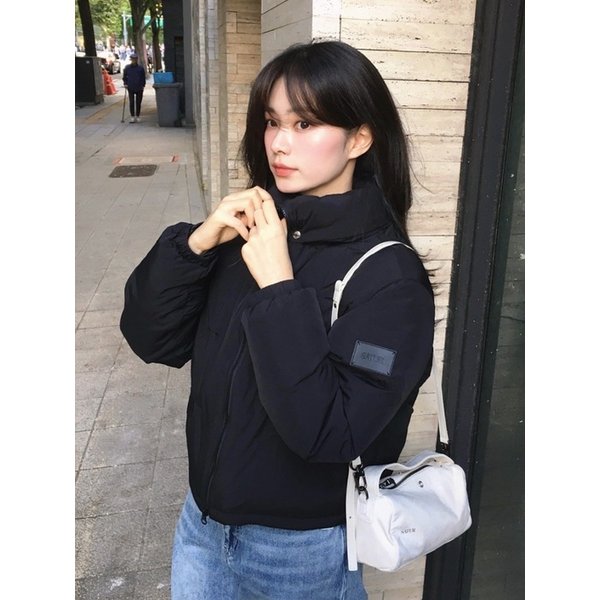 (W) 오르타 2-Way 칼라 덕 다운 패딩_블랙