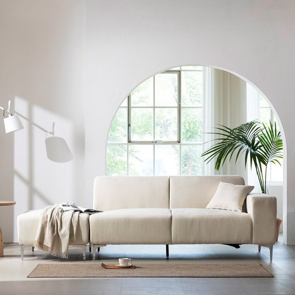 심플 모던 아쿠아 패브릭 3인+스툴 소파 (쿠션증정) TR5270 (수도권무배)