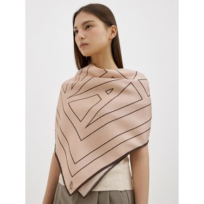 AVVINA Square Silk Scarf 90 - Brown/Beige