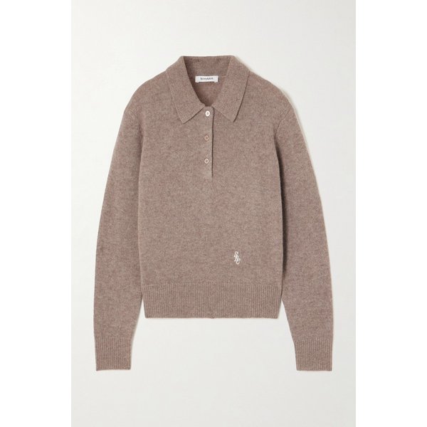 로고 자수 캐시미어 울 블렌드 폴로 스웨터 46376663162898168
