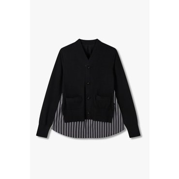 SACAI [사카이] 여성 포플린 믹스 니트 가디건 (블랙) 6415331115