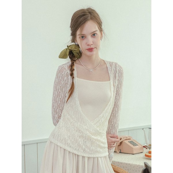 DD_Daily red dot hair scrunchie_KHAKI