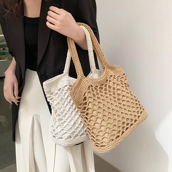 [옷자락] 여성 아이보리 브라운 니트 토트백 안감포함