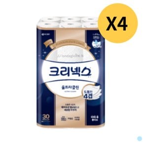 크리넥스 울트라클린 두루마리 4겹 화장지 30롤 4팩