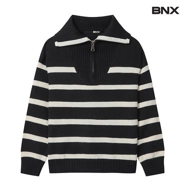 BNX 아노락 반집업 스트라이프 긴팔니트 (BW4KP016L0)