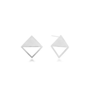 Tenuous Open square Silver Earrings