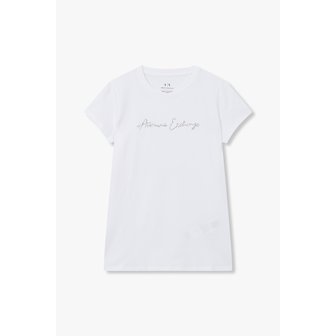 ARMANI EXCHANGE AX 여성 핫픽스 로고 스트레치 티셔츠-화이트(A424130009)