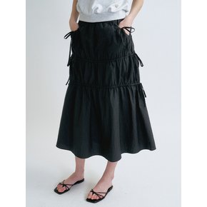 S Shirring Detail Skirt_Black