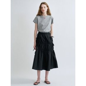 S Shirring Detail Skirt_Black