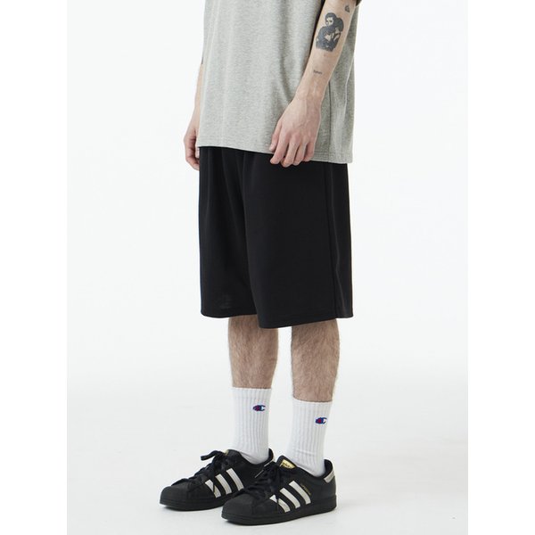 버뮤다 와이드 스웨트 숏 팬츠_블랙