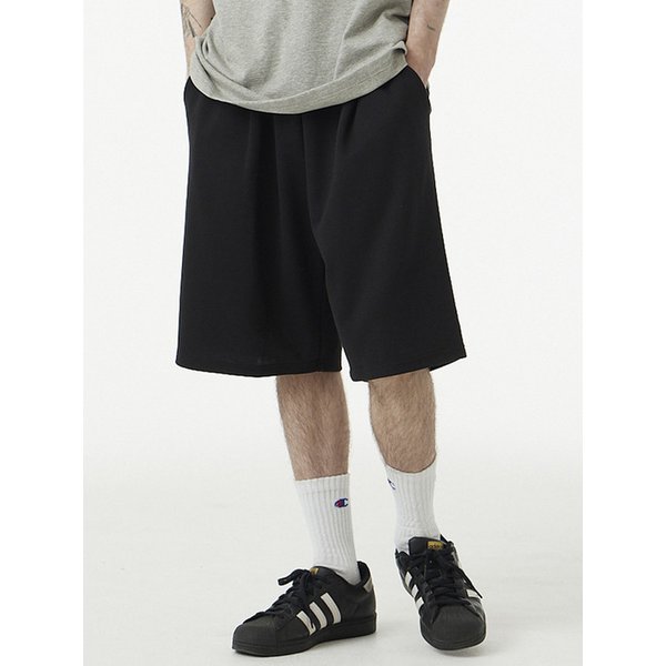 버뮤다 와이드 스웨트 숏 팬츠_블랙