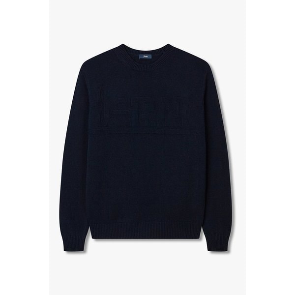 남성 로고 자카드 울 니트 풀오버 4615351011000