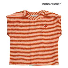 보보쇼즈 24ss 유아복 오렌지 테리 반팔티셔츠 124AB008