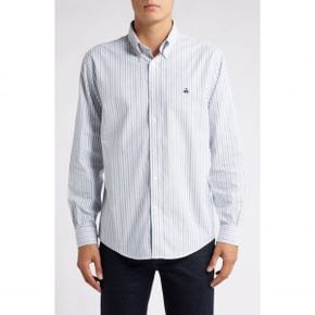 5188608 Brooks Brothers Regular Fit Stripe Oxford Non Iron Stretch Cotton Button-Down Shir