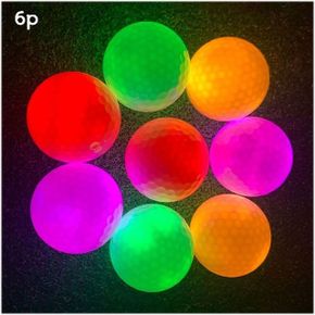 골프라운딩 야간 LED 골프공 6p 색상랜덤 발광칩 내장