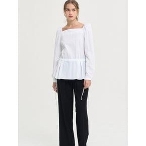 Square Neck String Blouse_Ivory