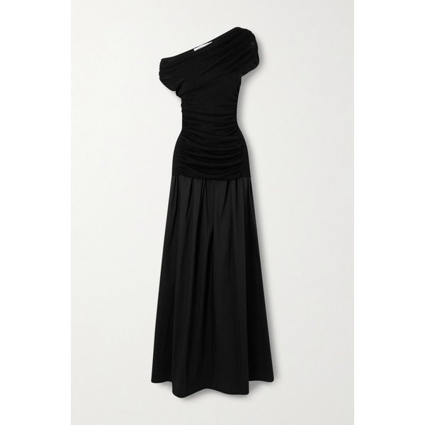 오프숄더 드레이프 니트 코튼 미디 원피스 46376663162953056