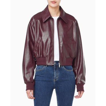 Calvin Klein Jeans 여성 크롭 크링클 폭스 레더 자켓(47C518G)
