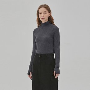 ANGORA WARMER HIGH NECK TOP CHARCOAL